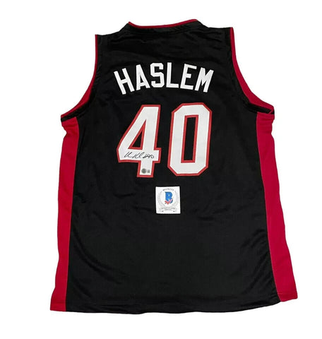 Udonis Haslem Signed Miami Heat Black Jersey (Beckett) 3×NBA Champion / Forward