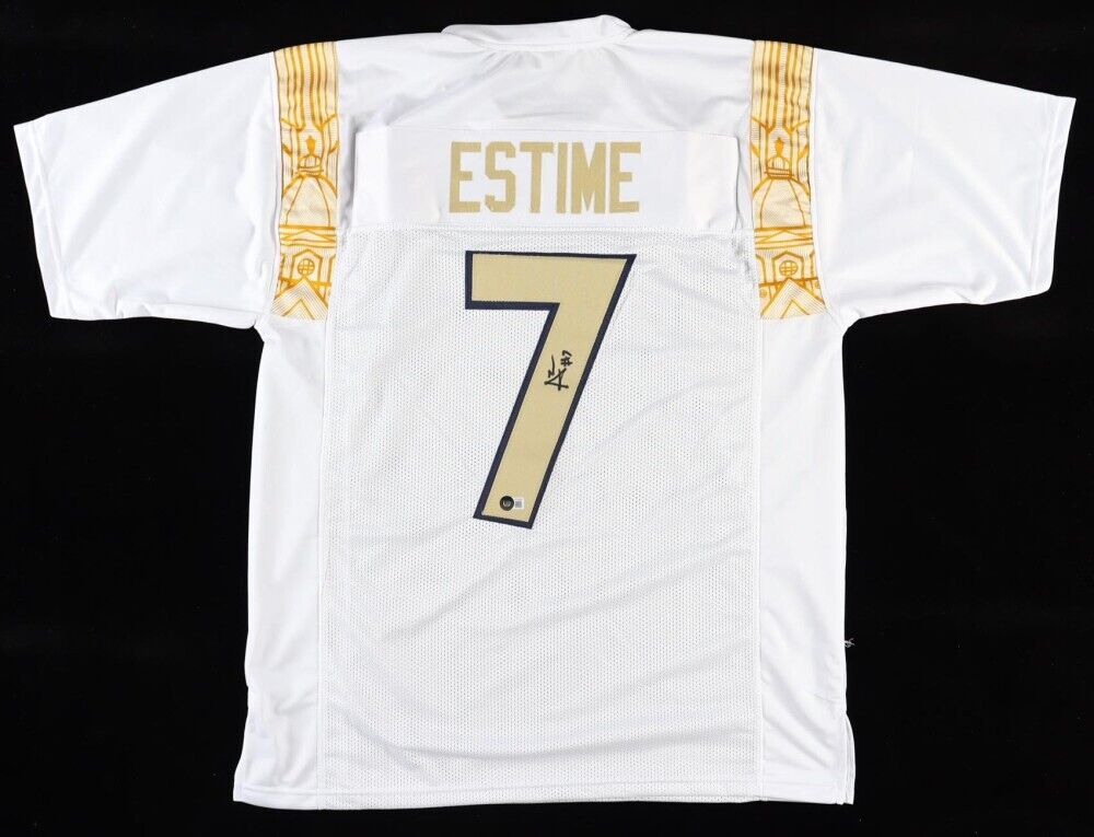 Audric Estime Signed Notre Dame Fighting Irish Jersey (Beckett) Denver Bronco RB
