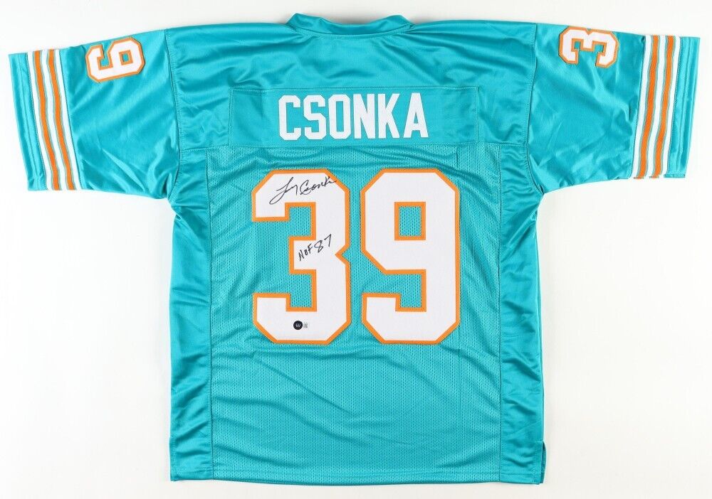 Larry Csonka Signed 1972 Miami Dolphins Jersey (Beckett) 2xSuper Bowl Champ R.B.