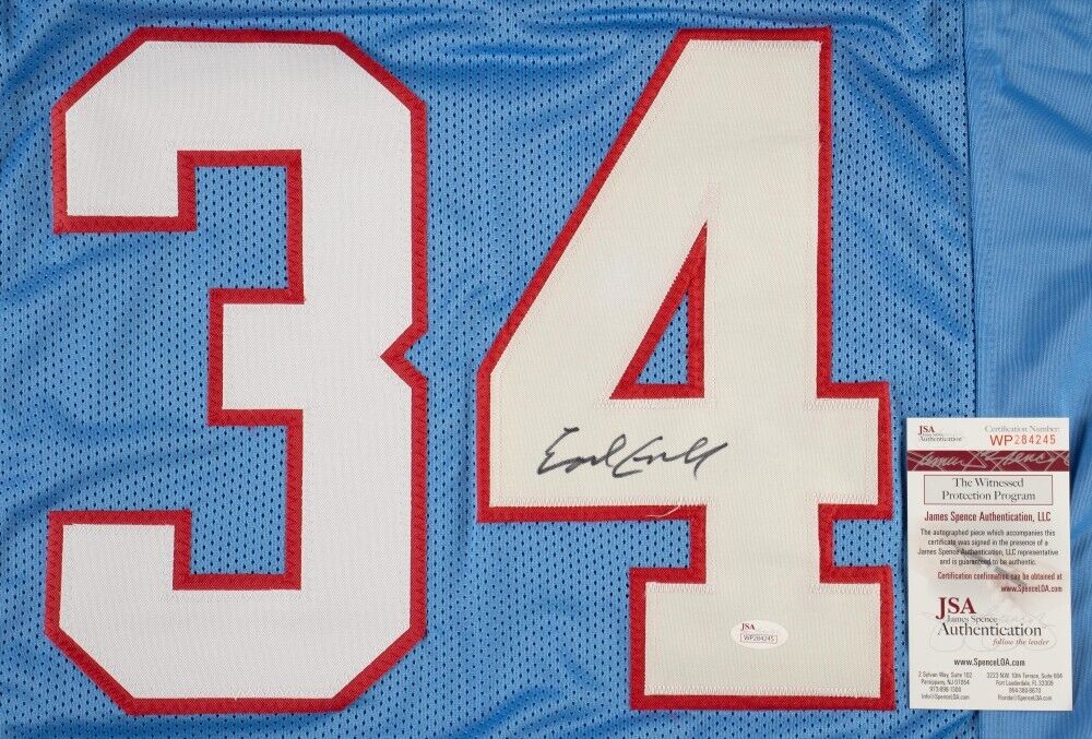 Earl Campbell Signed Houston Oilers Career Stat Jersey / 5×Pro Bowl RB (JSA COA)