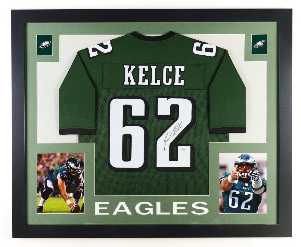 Jason Kelce Signed Philadelphia Eagle 35"x43" Framed Jersey (PSA) Super Bowl LII
