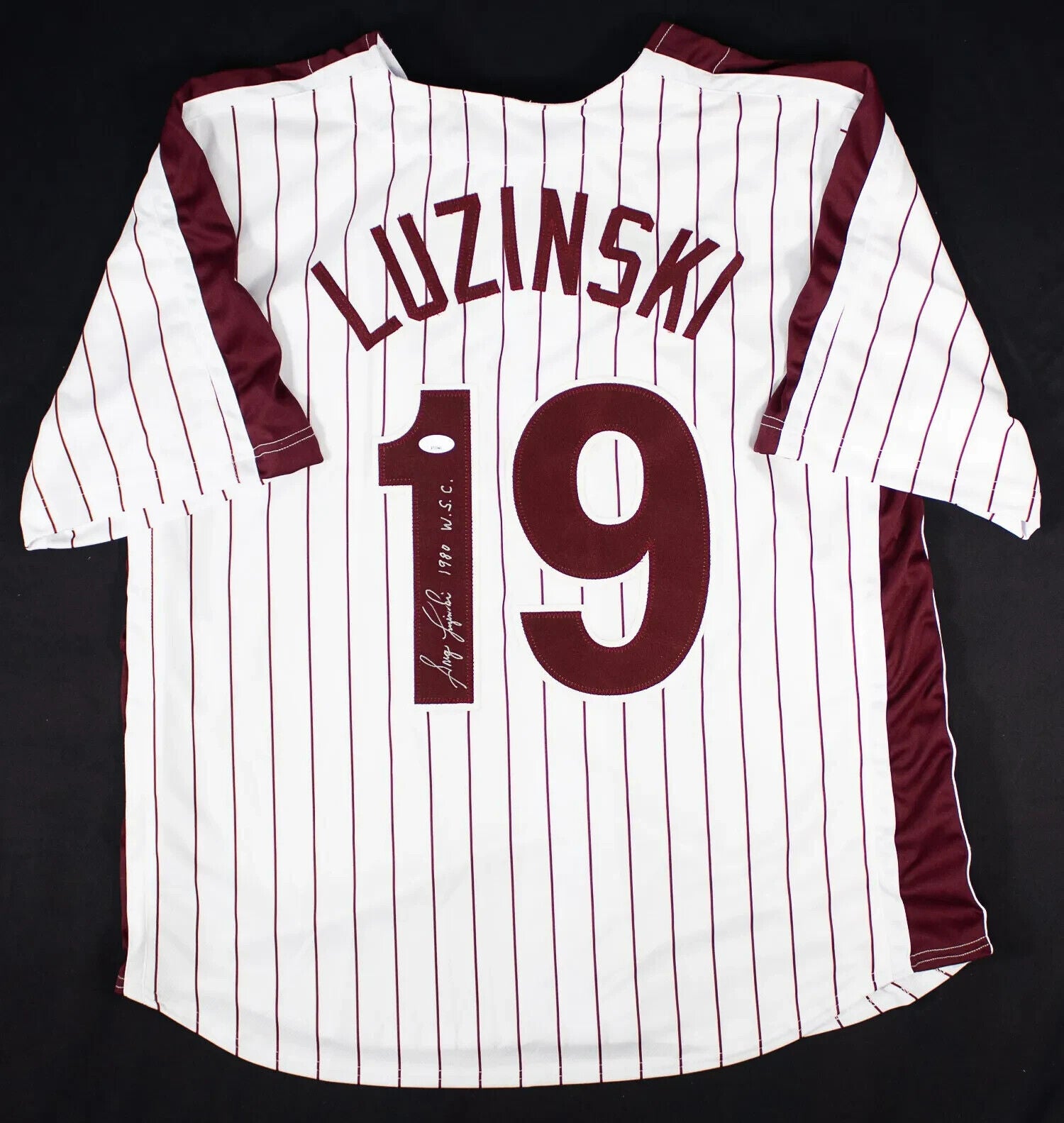 Greg Luzinski Signed Phillies Pinstriped Jersey Inscribed "80 WS Champs" JSA COA