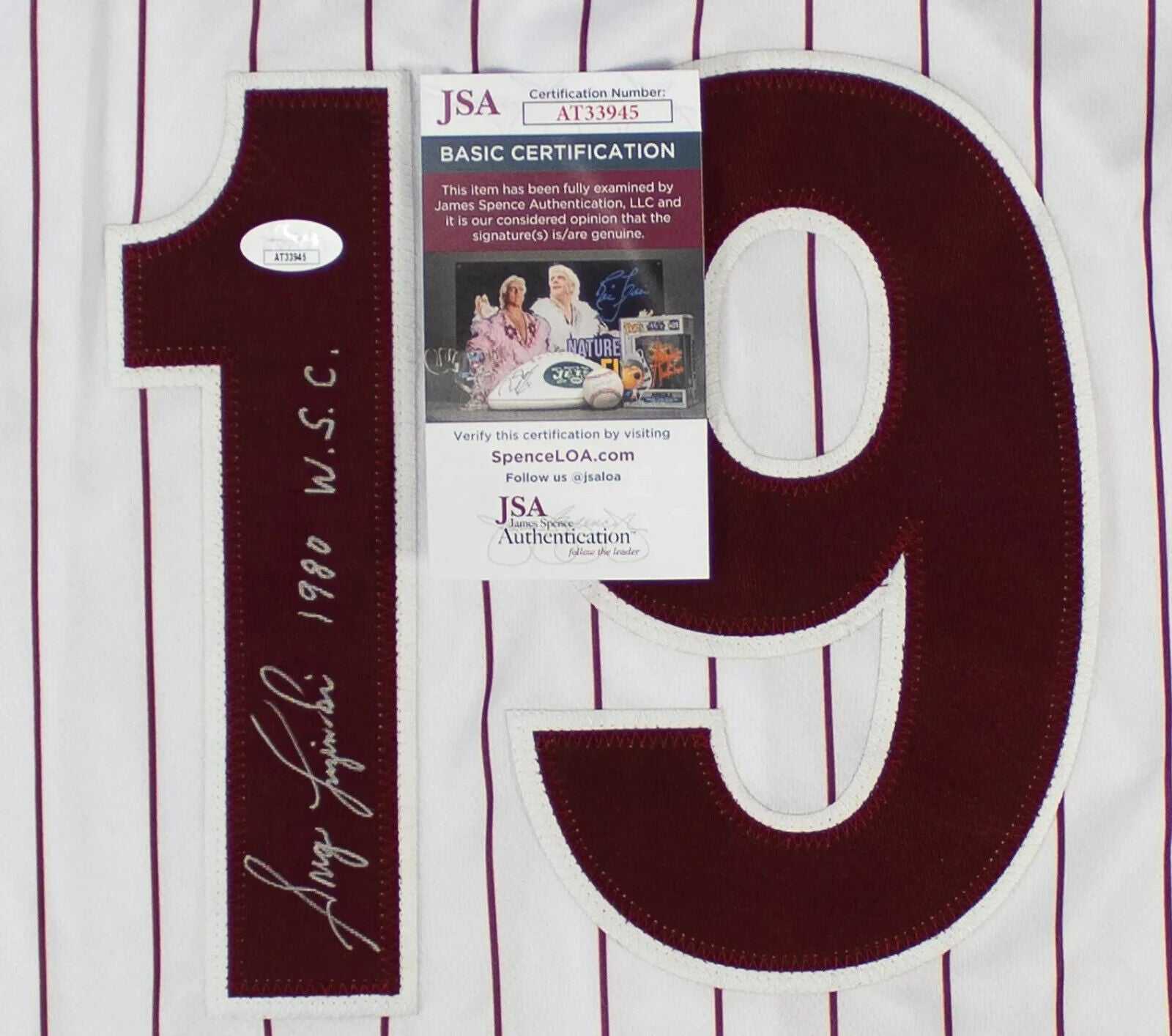 Greg Luzinski Signed Phillies Pinstriped Jersey Inscribed "80 WS Champs" JSA COA