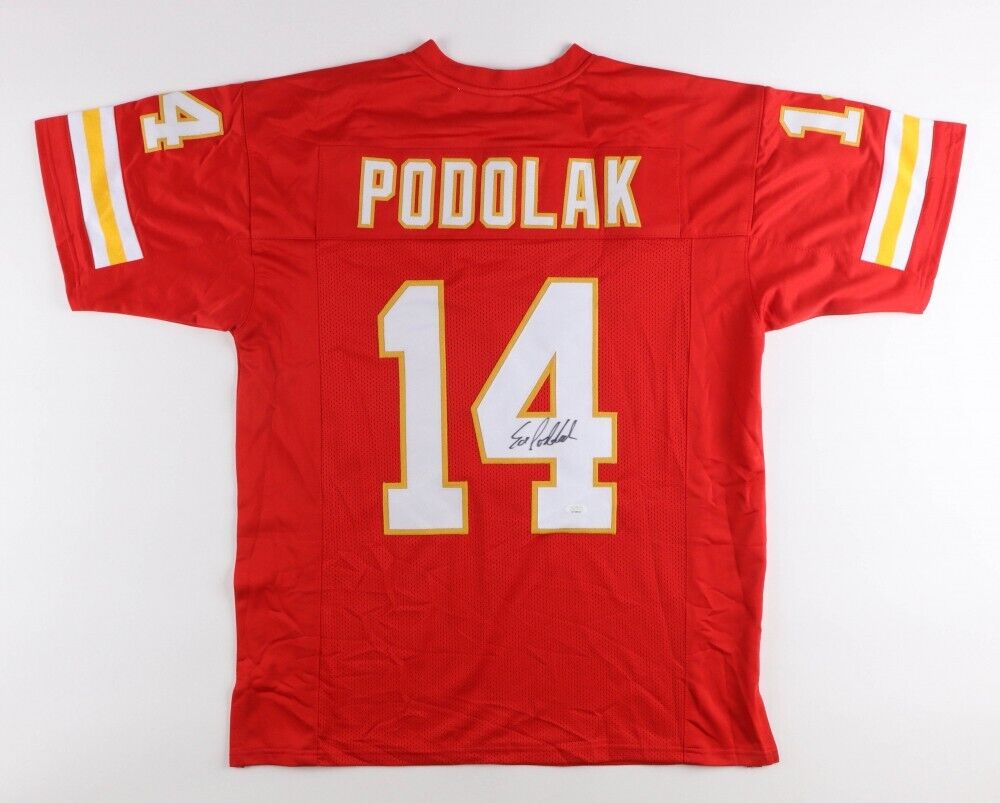 Ed Podolak Signed Kansas City Chiefs Red Jersey (JSA) Super Bowl IV Running Back