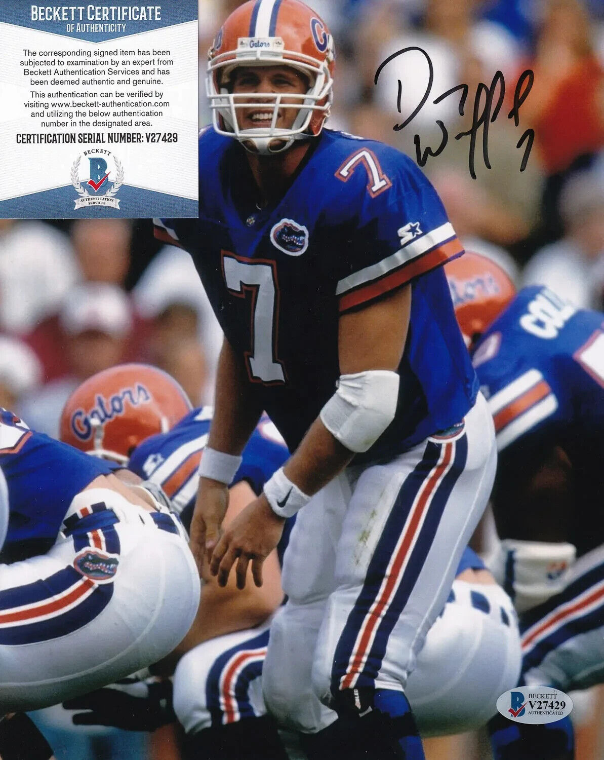Danny Wuerffel Signed Florida Gators 8×10 Photo (Beckett COA) 1996 NCAA Champion