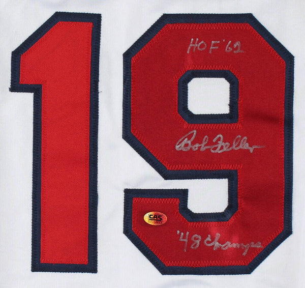 Bob Feller signiertes Cleveland Indians Trikot HOF 62 & 48 Champs  (CAS COA)