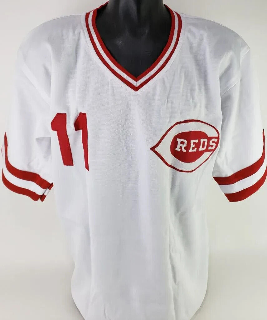 Barry Larkin Signed Cincinnati Red Jersey (JSA COA) 12xAll Star S.S. / HOF 2012