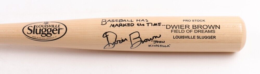Dwier Brown Signed Bat Inscribed "Baseball Has Marked the Time...& John Kinsella