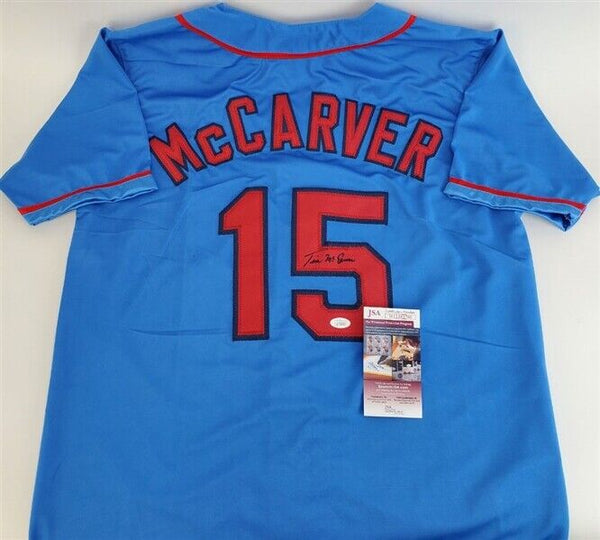 Tim McCarver Signed St Louis Blue Baseball Jersey (JSA) — RSA