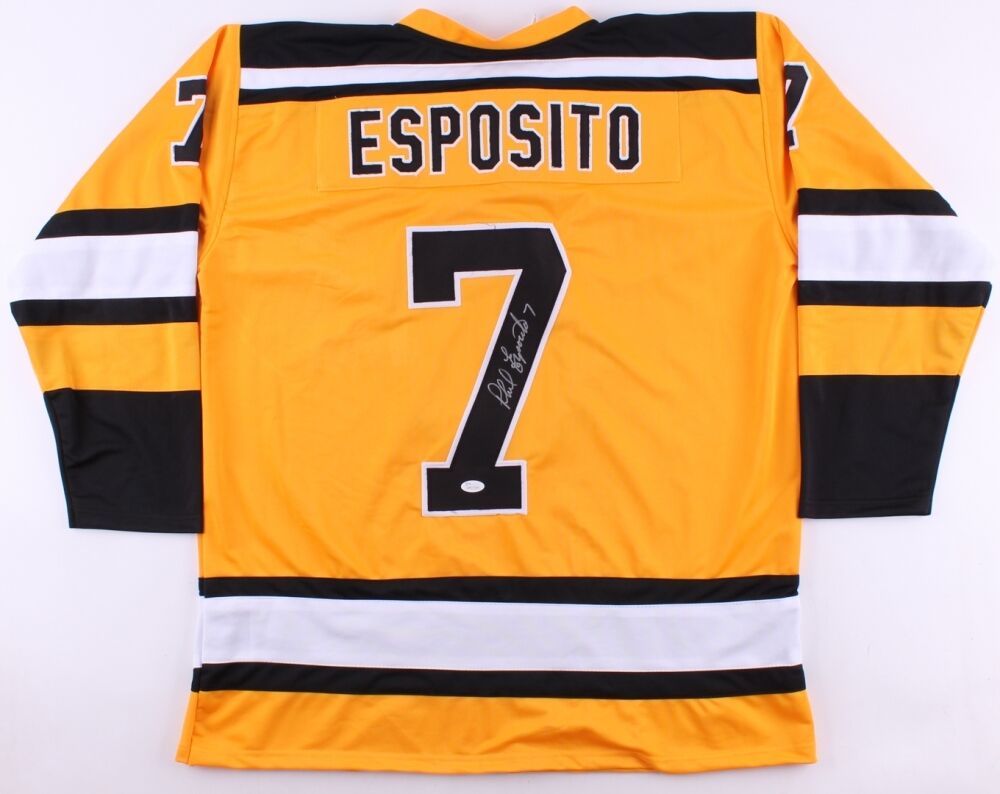 Phil Esposito Signed Bruins Jersey (JSA) First NHL player 100pts in a season