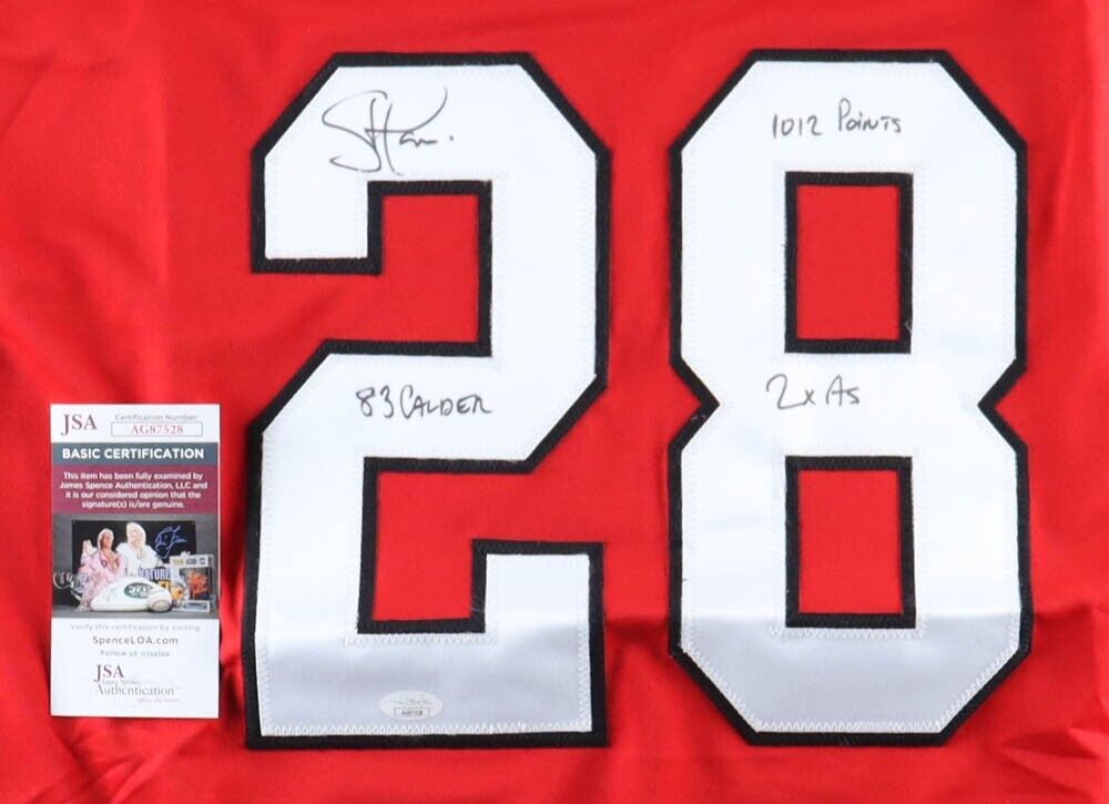 Steve Larmer Signed Chicago Blackhawks Jersey (JSA COA) 3 Different Inscriptions