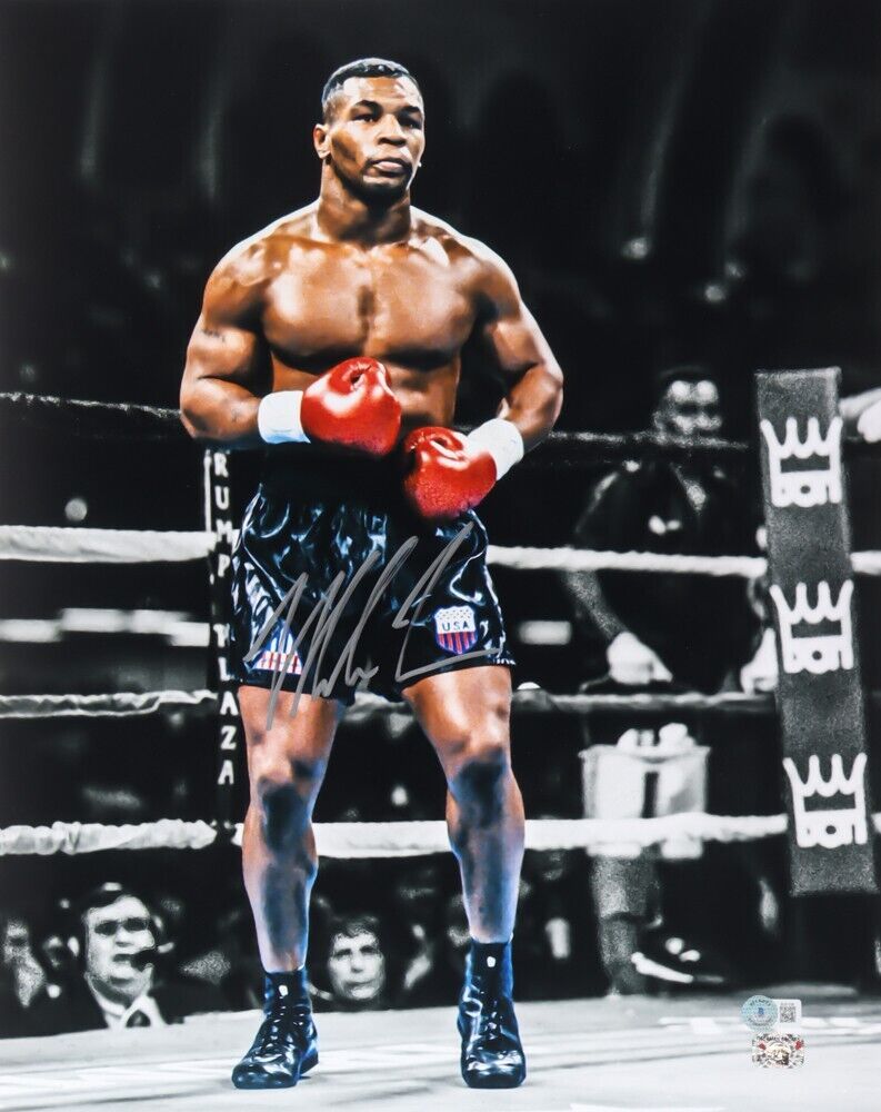 Mike Tyson Signed 16" x 20" Photo (Beckett & Tyson Hologram) Champion 1987-1990
