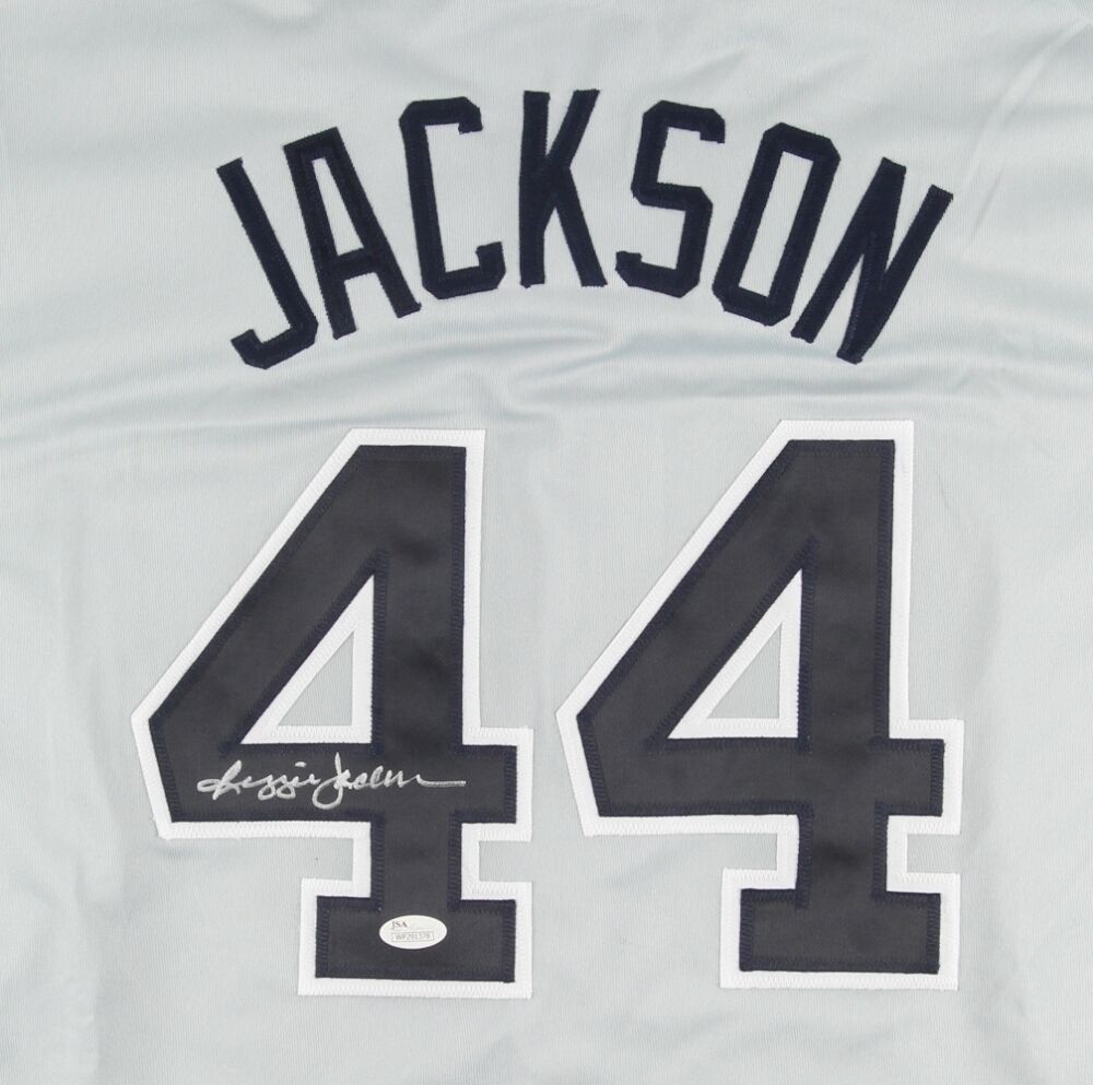 Reggie Jackson Signed New York Yankees Career Highlight Stat Jersey (JSA) 563 Hr