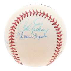 6 Pitchers Who Threw 2 No-hitters Signed Baseball (PSA LOA) Spahn, Feller, +4