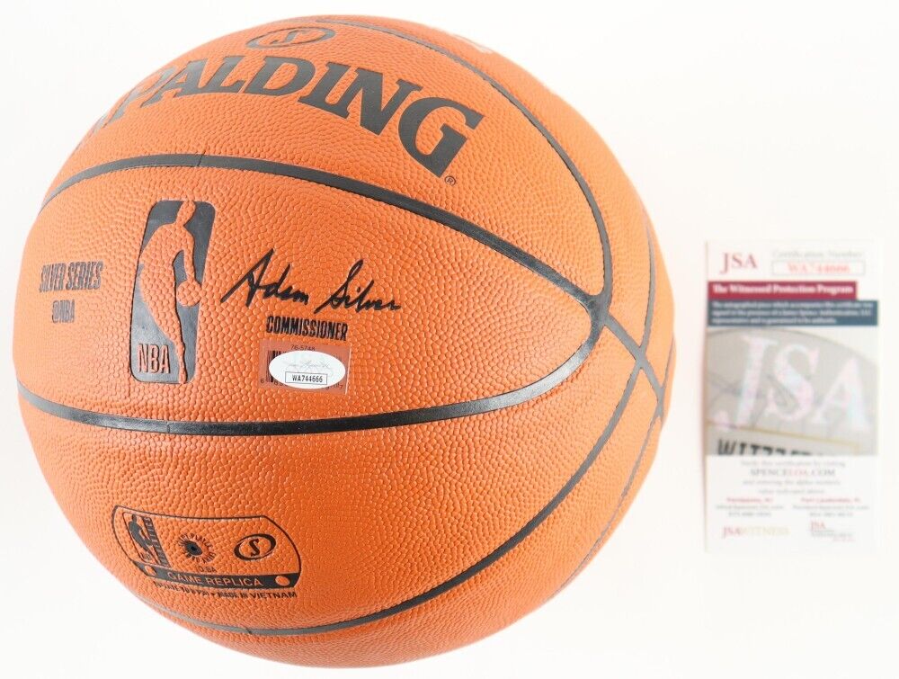 Karl Malone Signed Utah Jazz Spaulding NBA Basketball (JSA COA) 14x NBA All Star