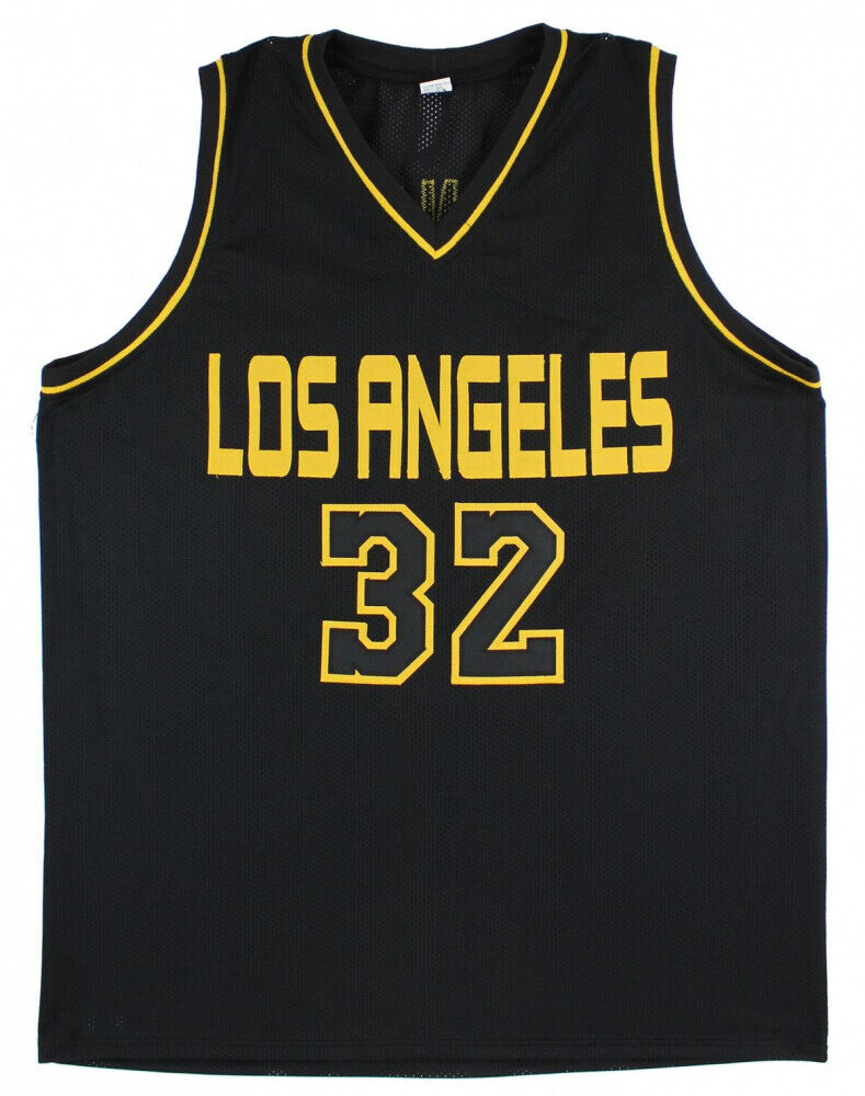 Magic Johnson Signed Los Angeles Lakers Black Jersey (Beckett COA) 5xNBA Champ