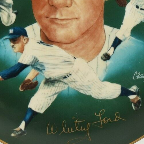 Whitey Ford Signed Yankees LE 1985 Hackett American Large Size Ceramic Art Plate
