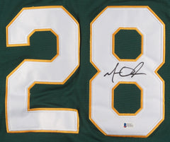 Matt Olson Signed Oakland Athletics Majestic MLB Jersey 2018 (Beckett COA) 1 B.