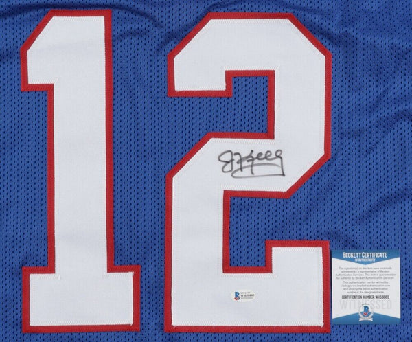 Jim Kelly Signed Buffalo Bills Career Highlight Stat Jersey (Beckett C –