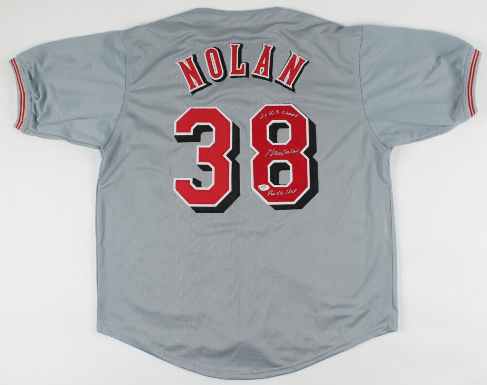Gary Nolan Signed Cincinnati Jersey Inscribed Reds HOF &  2xiW.S Champs  PSA COA