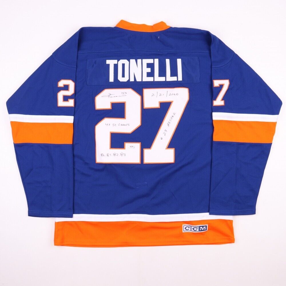 John Tonelli Signed New York Islanders Jersey 4xInscribed (PSA) 4xCup Champion