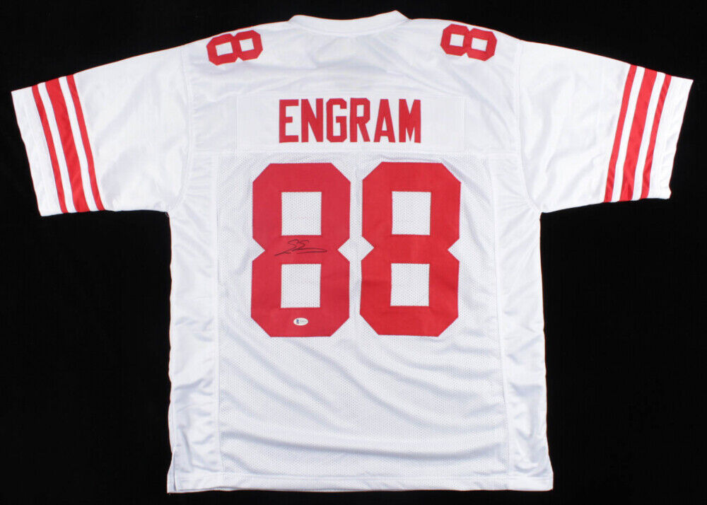 Evan Engram Signed White Giants Jersey (Beckett COA) New York 1st Rd Pick 2017