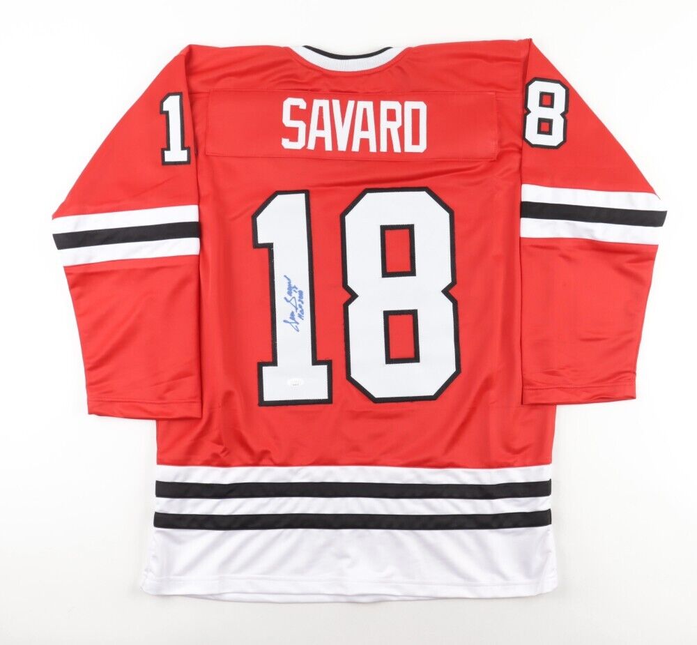 Denis Savard Signed Chicago Blackhawks Jersey Inscribed "HOF 2000" (JSA COA)