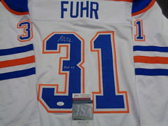 Grant Fuhr Signed Edmonton Oilers Jersey (JSA COA) 5xStanley Cup Champion Goalie