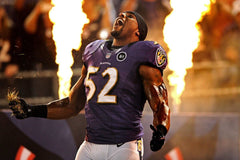 Ray Lewis Signed Baltimore Ravens Logo Football (Beckett) 13xPro Bowl L.B.