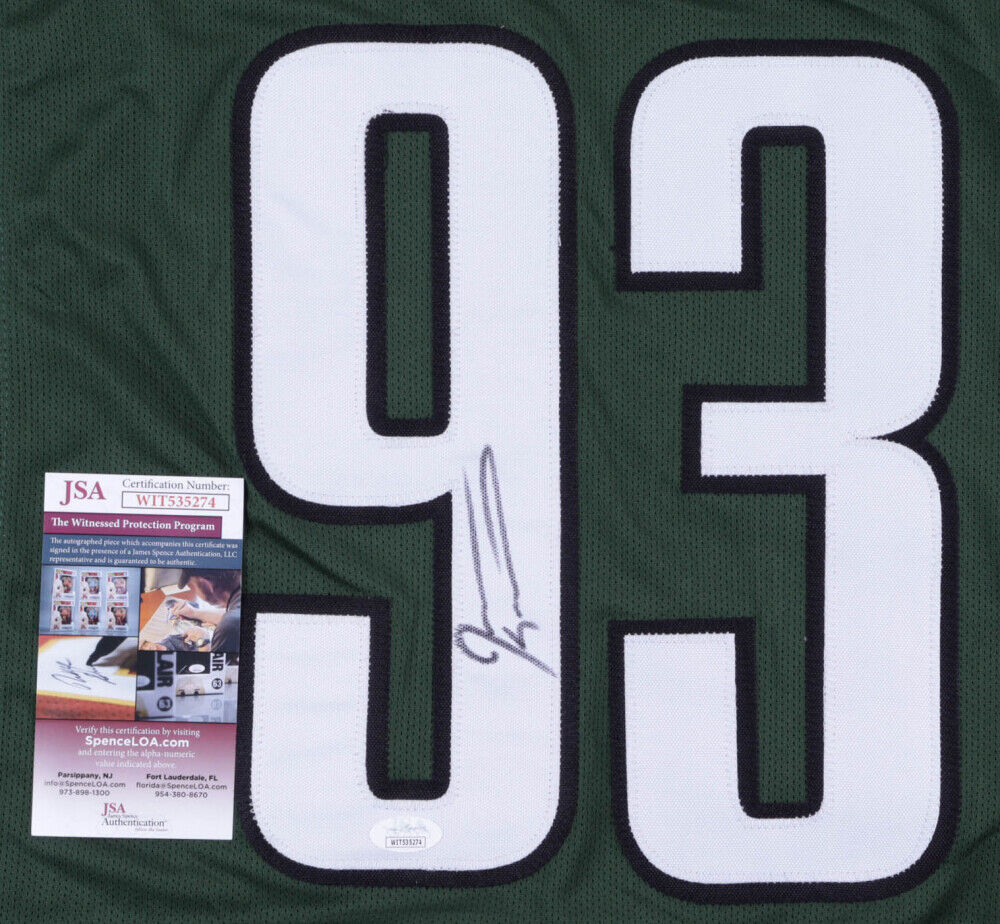 Jevon Kearse Signed Philadelphia Eagles Green Jersey (JSA COA) 3xPro Bowl DE
