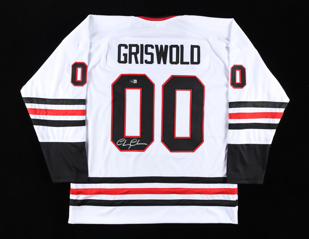 Chevy Chase Signed Blackhawk "Griswold "Jersey (Beckett Holo) Christmas Vacation