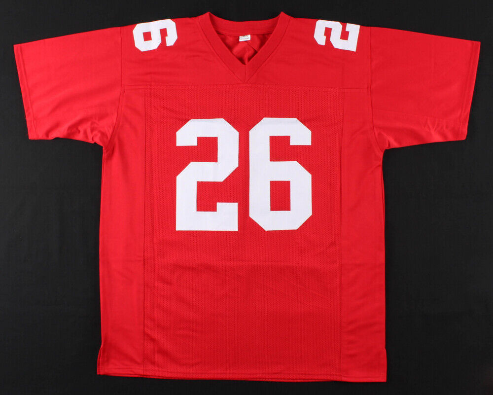 Saquon Barkley Signed New York Giants Red Jersey (Beckett) #1 RB Pk 2018 Draft