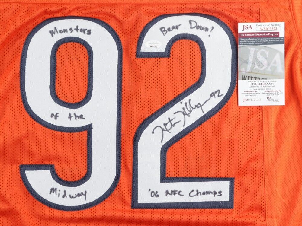 Hunter Hillenmeyer Signed Chicago Bears Jersey / Multiple Inscriptions (JSA COA)