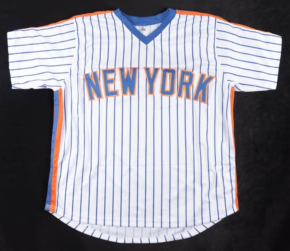 Mookie Wilson Signed New York Met Pinstriped Jersey Inscribed "86 WSC" (JSA) C.F