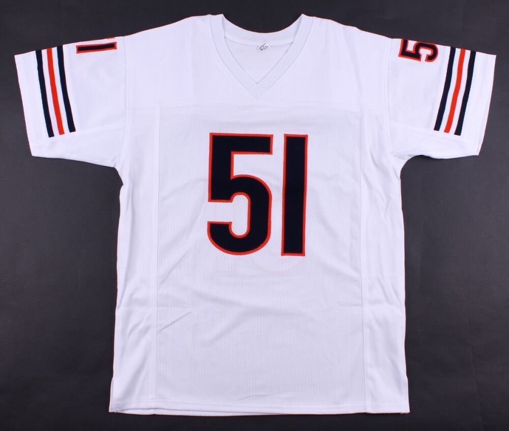Dick Butkus Signed Chicago Bears White Career Stat Jersey (JSA) 8×Pro Bowl L.B.