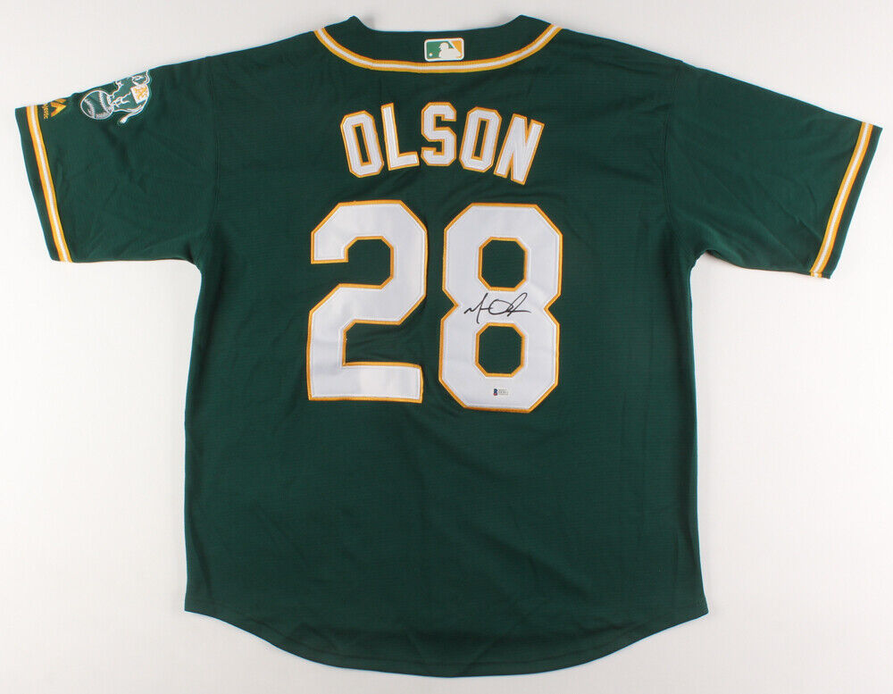 Matt Olson Signed Oakland Athletics Majestic MLB Jersey 2018 (Beckett COA) 1 B.
