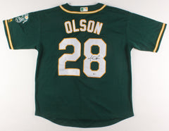 Matt Olson Signed Oakland Athletics Majestic MLB Jersey 2018 (Beckett COA) 1 B.