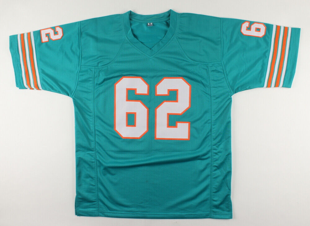 Jim Langer Signed Dolpins Jersey Ins."HOF 87" & "'72 Perfect Season" (JSA COA)