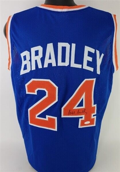 Bill Bradley Signed New York Knicks Jersey (JSA COA) 2×NBA Champions 1970 & 1973