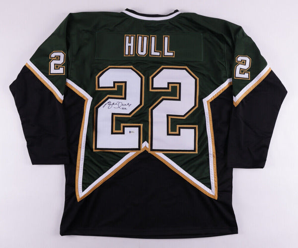 Brett Hull Signed Dallas Large Framed Custom Green Jersey