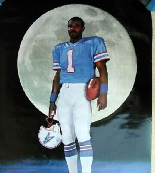 Warren Moon Signed Houston Oilers 35"x43" Framed Jersey (JSA COA) 9xPro Bowl QB