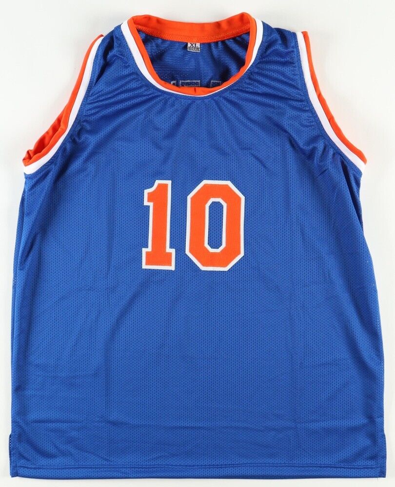 Walt Frazier Signed New York Knicks Jersey (Beckett) 2×NBA Champion (1970, 1973)