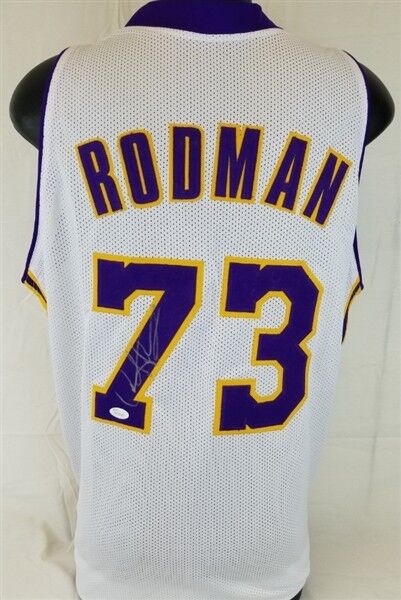 Dennis Rodman Signed Lakers Jersey (JSA) 5×NBA champion (1989, 1990, 1996–1998)