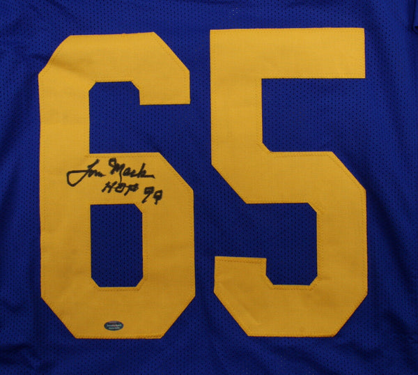 Tom Mack Signed Los Angeles Rams Jersey Inscribed HOF 99 (Schwartz S –