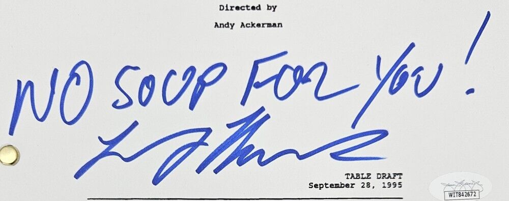 Larry Thomas Signed "Seinfeld: "The Soup Nazi" Full Episode Script (JSA COA)