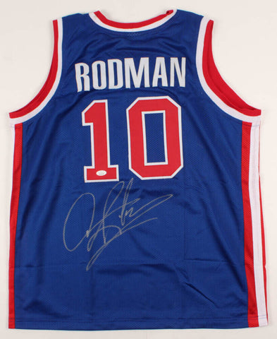 Dennis Rodman Signed Detroit Pistons Jersey (JSA COA) 5×NBA Champion / The Worm