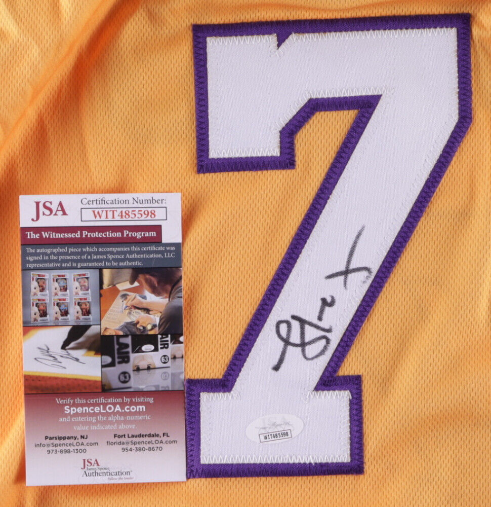 Lamar Odom Signed Lakers Jersey (JSA COA) Los Angeles #4 Overall Pick 1999 Draft