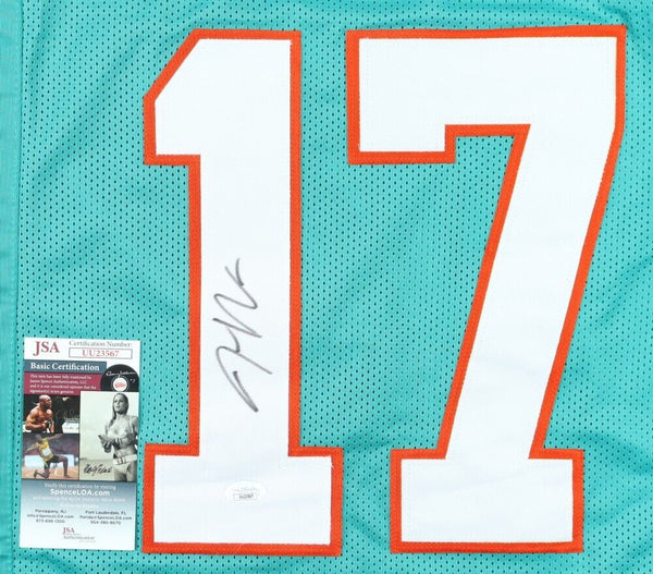 Jaylen Waddle Miami Dolphins Signed Autographed Aqua #17 Jersey –