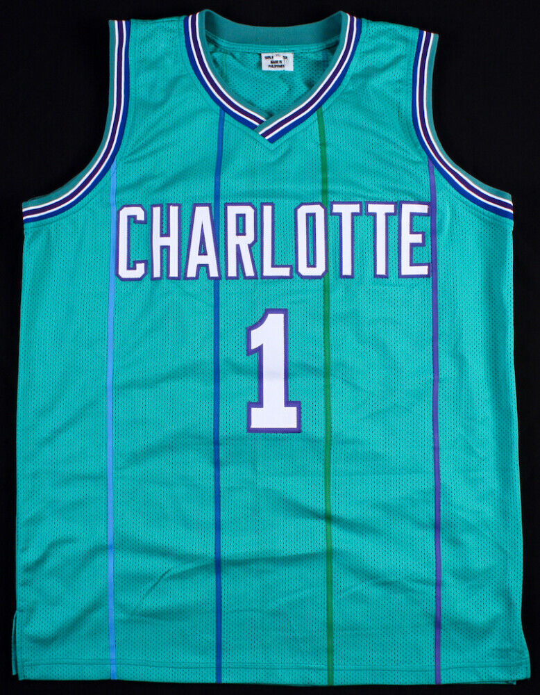 Tyrone Muggsy Bogues Signed Charlotte Hornets Jersey (JSA COA) 1st Rd Pck 1987