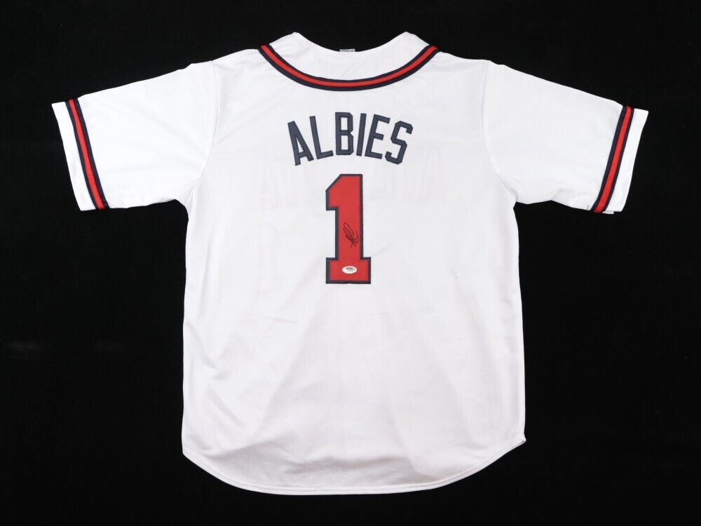 Ozzie Albies Signed Atlanta Braves Jersey (PSA COA)  2xAll Star Second Baseman